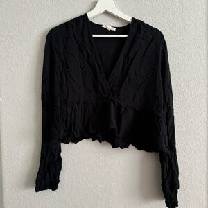 LA Hearts Wrap Crop Top Long Sleeve Loose